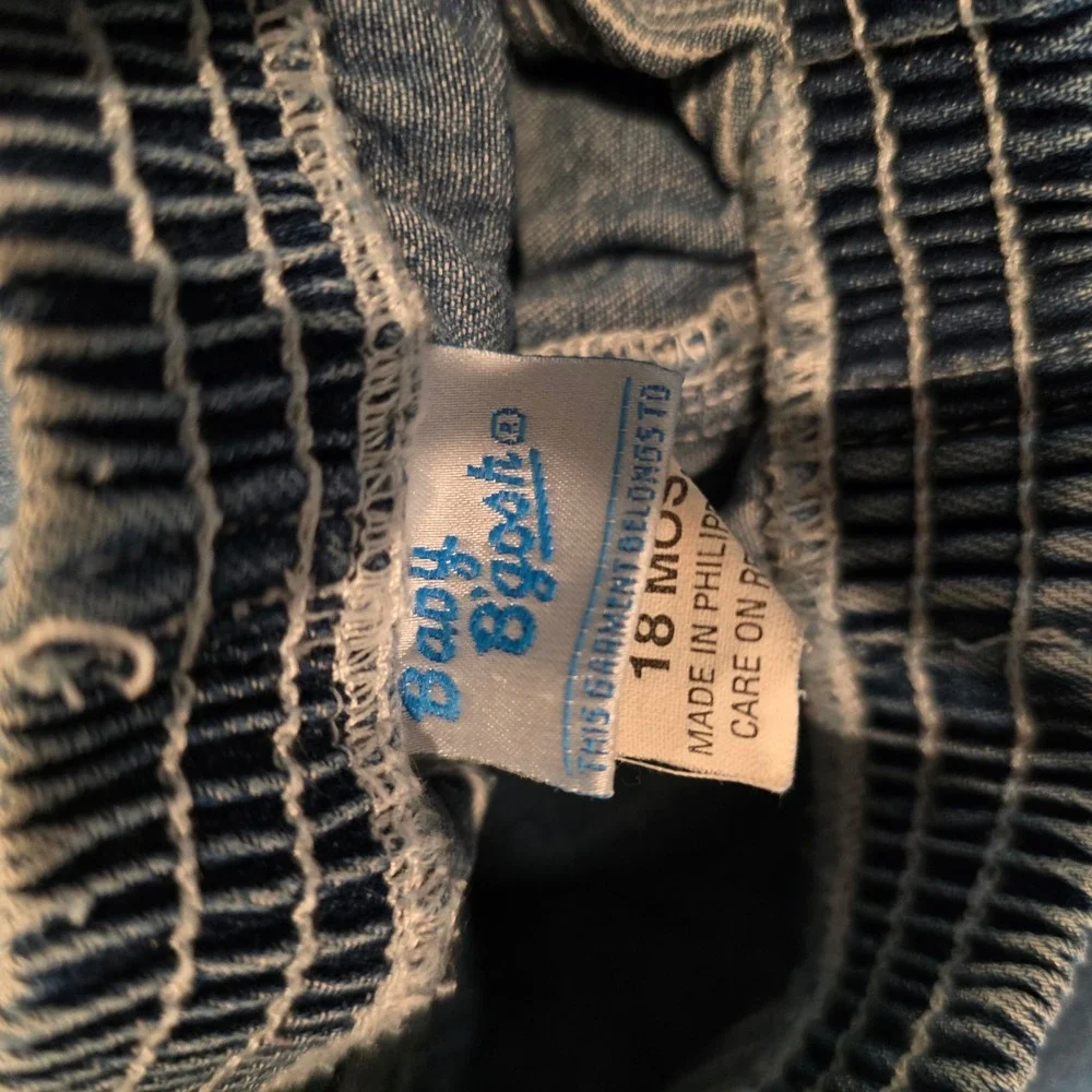 OshKosh B'gosh Denim Jeans Boys 18M Blue Cotton Vintage Bear Striped Pockets